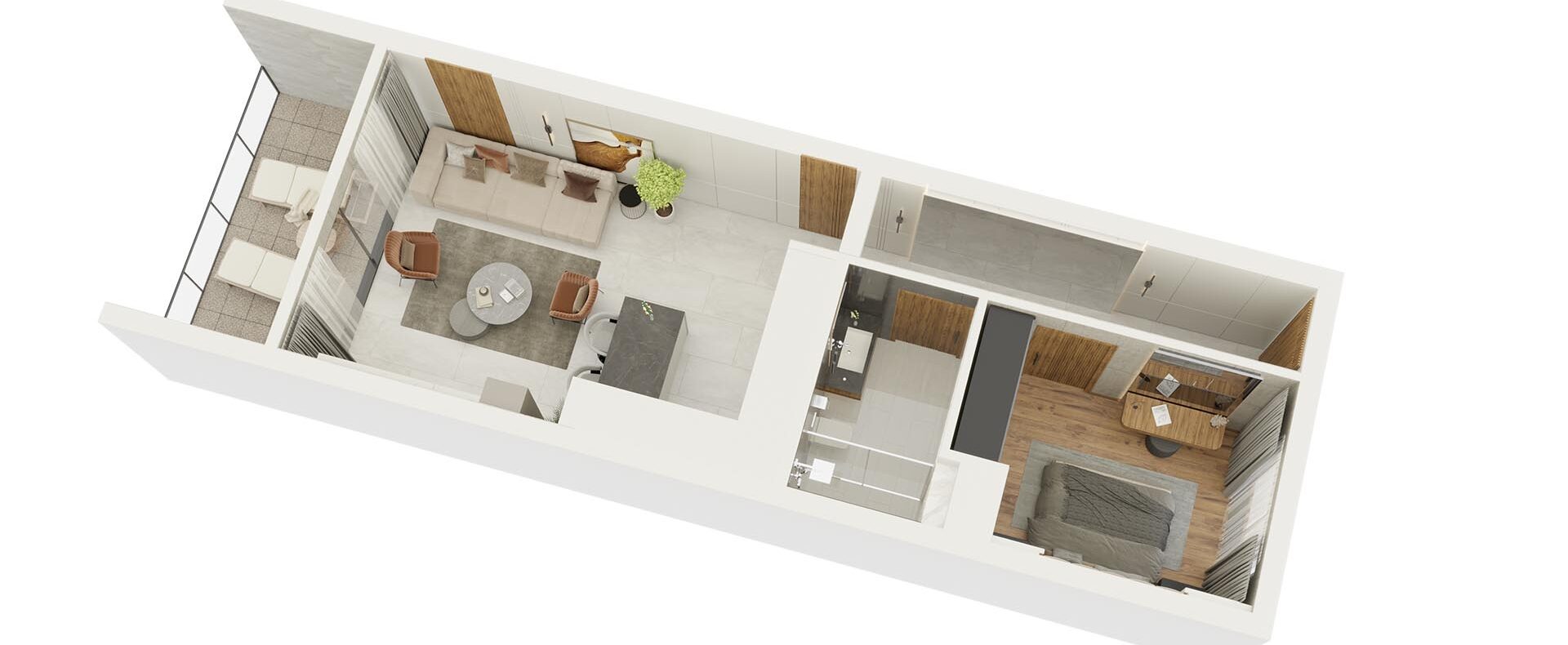 Kıbrıs Girne Satılık 1+1 Loft Penthouse Daire Kat Planı