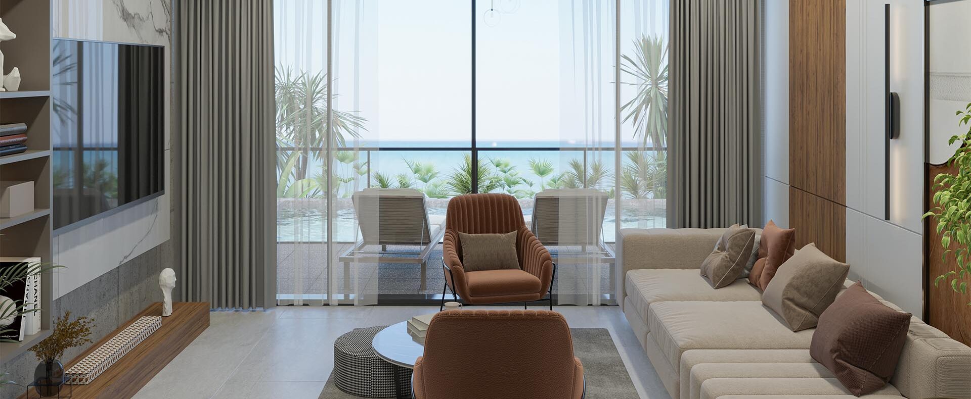 Girne Satılık Deniz Manzaralı 1+1 Loft Penthouse Daire