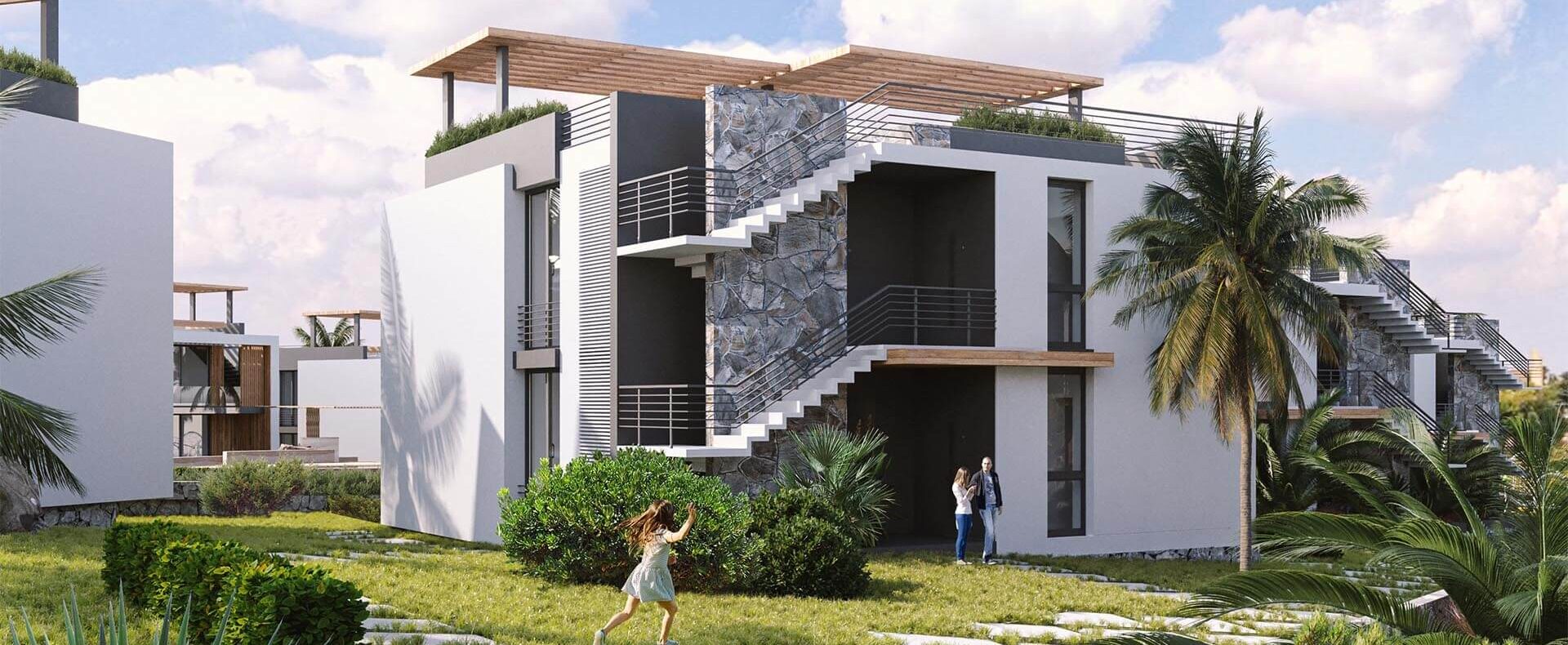 Girne Bahçeli Satılık 1+1 Daire Bahçeli Çatı Teraslı