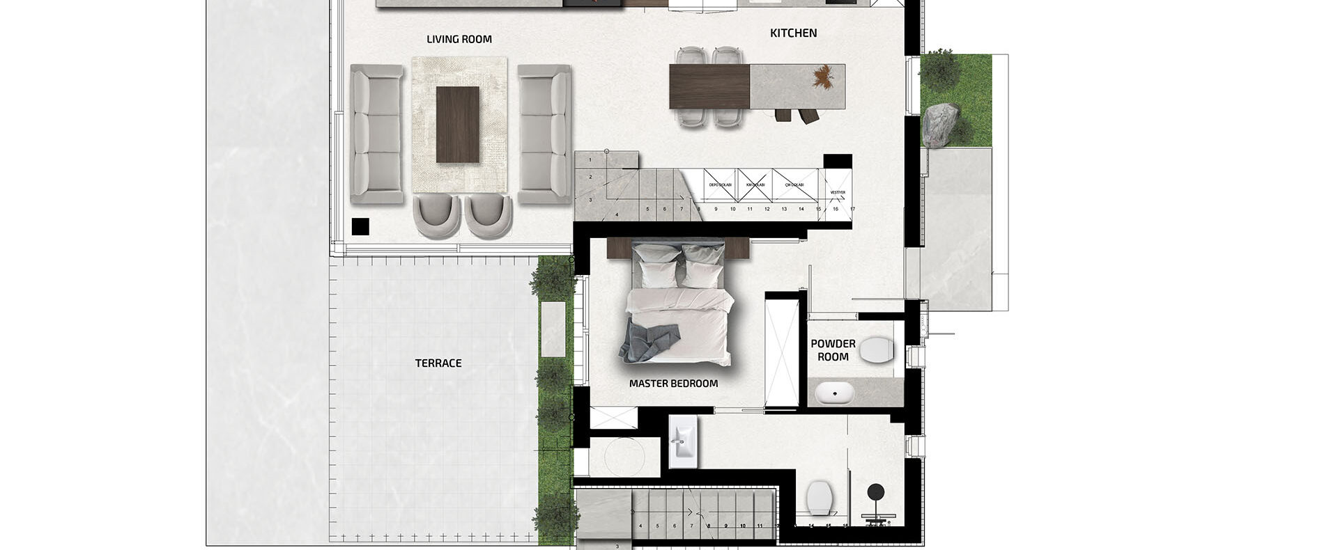 Kıbrıs Mersinlik Denize Sıfır 3+1 Villa Kat Planı