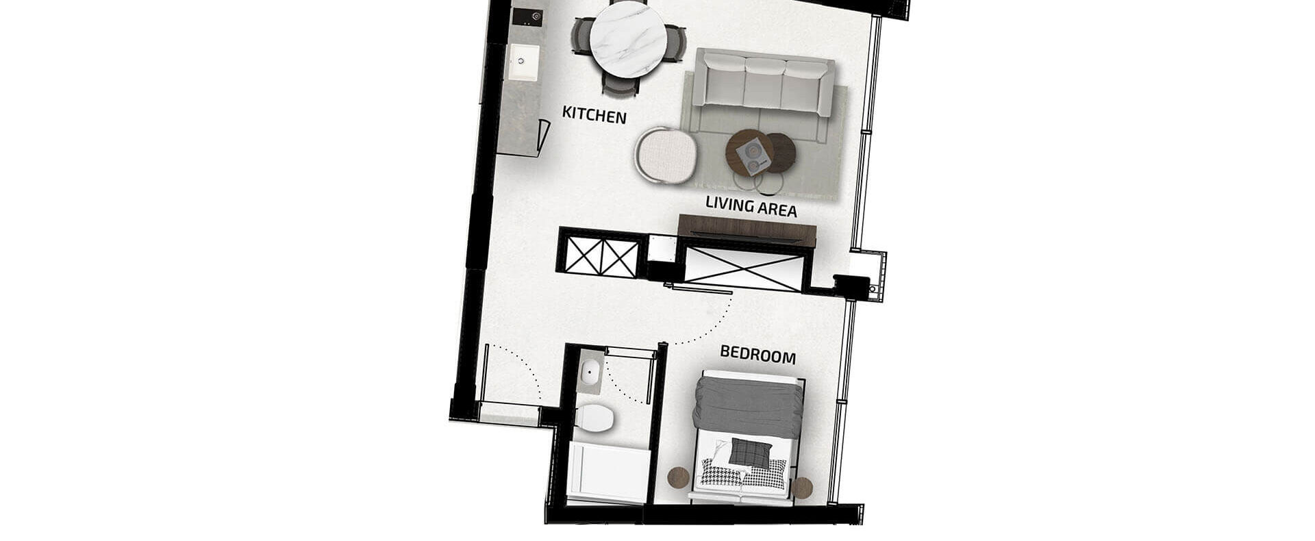 Kıbrıs Mersinlik'te Denize Sıfır 1+1 Daire Kat Planı